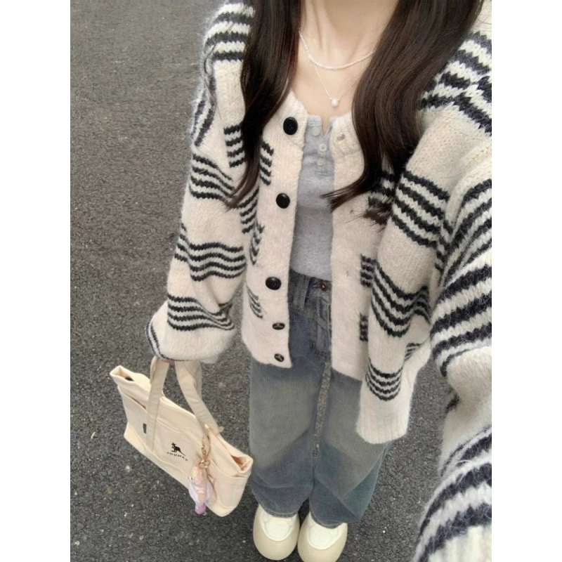 Sweater, knitted demi-season short jacket, Chanel style, oversize