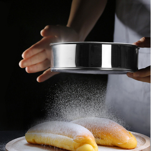 304 stainless steel flour sieve thickened round rice flour sieve 40 mesh 60 mesh Amanwu baking equipment kitchen household