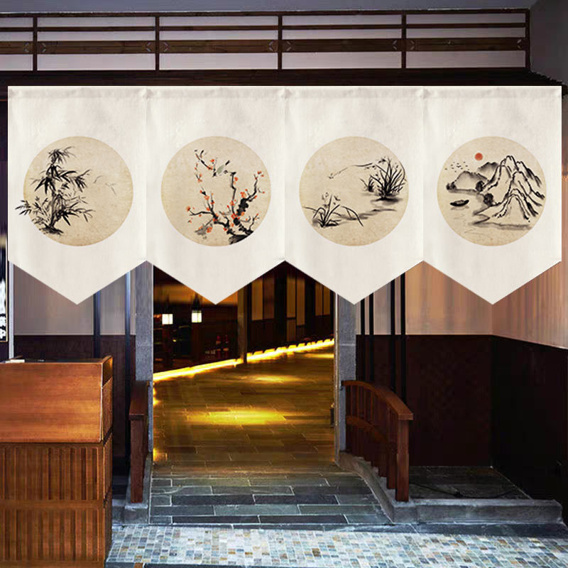 Chinese style study door curtain short curtain Teahouse ancient style triangle flag curtain hanging curtain kitchen living room balcony bay window bedroom cloth curtain Chinese style study door curtain short curtain Teahouse ancient style triangle flag curtain hanging curtain kitchen living room balcony bay window bedroom cloth curtain
