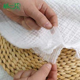 四层皱皱纱布料  冬季家居服睡衣面料 盖毯四层纱布料布匹流苏款