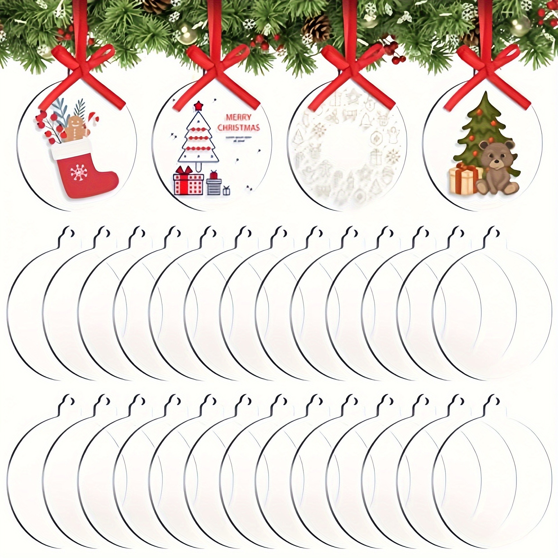 Colgante acrílico conjunto de medallas listado decoración acrílico colgante transparente plataforma transfronteriza 6.6 * 6CM Navidad