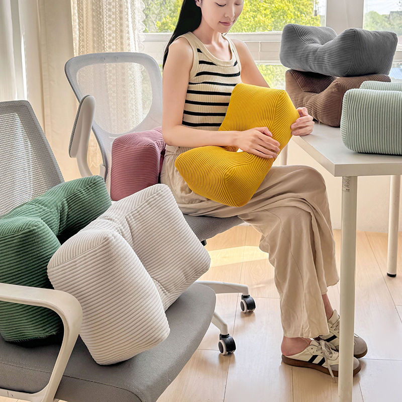 办公室趴睡枕灯芯绒座椅靠枕学生护腰靠垫孕妇靠背汽车小腰枕