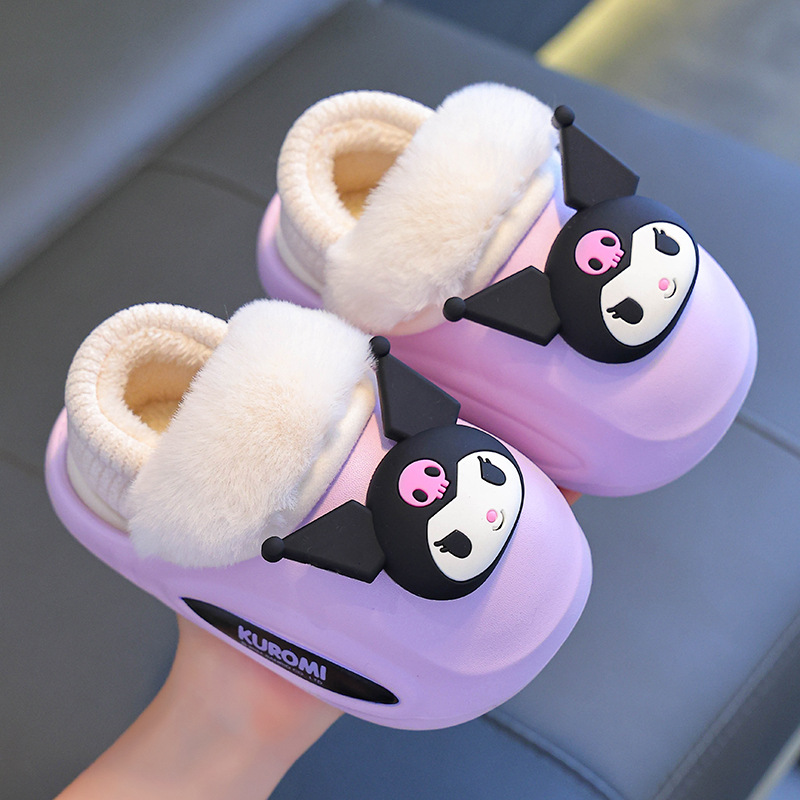 Sanliou zapatillas de algodón de invierno para niños niñas cálidas con bolsas impermeables de vello Melody, zapatillas de algodón para niños pequeños y medianos