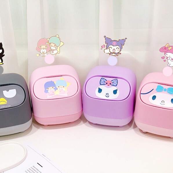 Cute Household Car Cartoon Desktop Trash Bin with Lid Press Paper Small Chips Trichosanthes Storage Bucket Ugly Fish Trash Bin