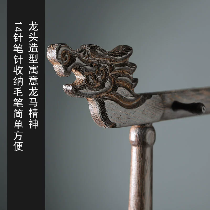 卫庄 The four -treasure solid wood pens of the ethics room, the chicken wings wooden brush, the dragon head hangs calligraphy 12 -pin hair pen hanging calligraphy