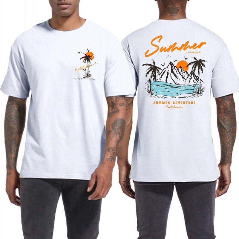 Cross-Border European Size Pure Cotton Tuislay Mens Graphic T-Shirts Casual Oversized L