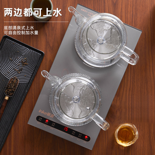 Bottom-mounted, fully automatic dual-top electric kettle with water heating and tea station—integrated water-pumping tea maker and glass electric tea stove