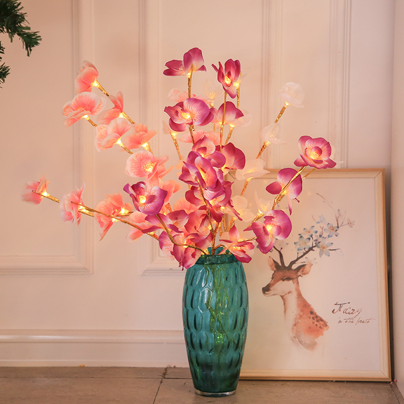 创意LED蝴蝶兰枝条灯 仿真树枝灯北欧风房间装饰彩灯民宿摆设彩灯