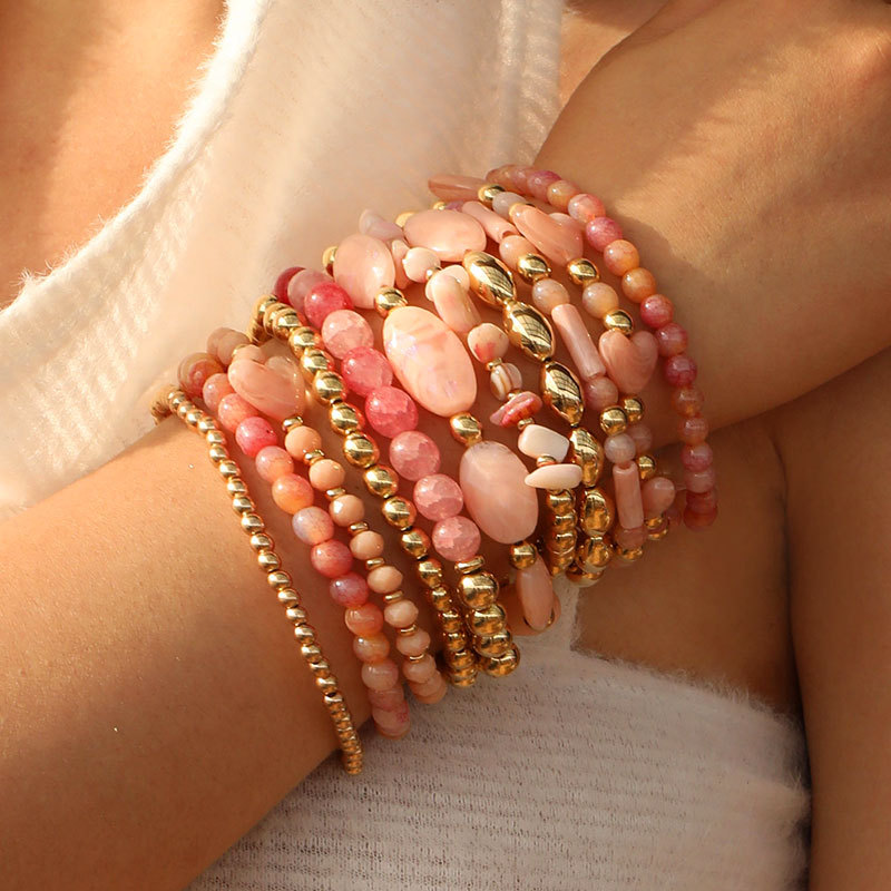 ABS, Artificial Crystal Material Elegant Irregular Geometric ABS Artificial Crystal Beaded Chain Stretch Adjustable Beaded Bracelets Wholesale