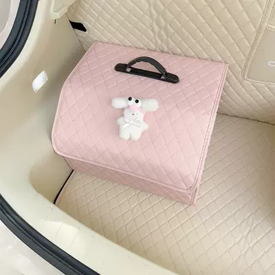 sundries box for women — Car storage bag/box - big-eye-plush-rabbit-pink-storage-box-large