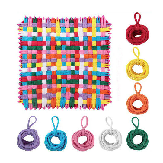 Children's rainbow rubber band DIY elastic rope ring weaving European and American coil loom creative coaster making suit