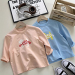 韩国外贸童装潮流儿童T恤时尚男女童百搭纯棉上衣蓝狗狗春夏服饰