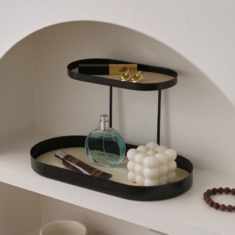 Cross-Border Cosmetics Storage Box Aromatherapy Desktop Iron Tray Washbasin Dressing Table Entrance Key Perfume Storage Rack