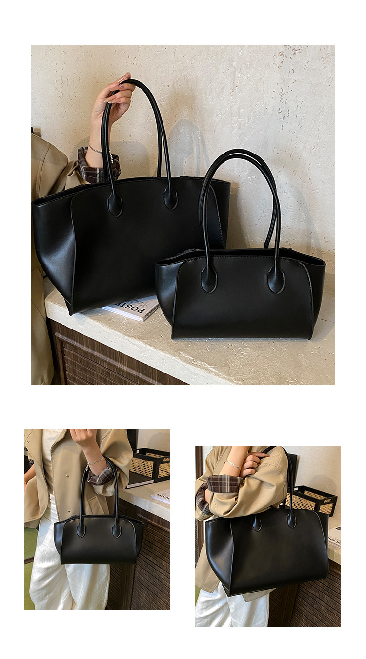 Borsa tote oversize da donna – Borsa a tracolla XL minimalista con chiusura a zip (PU morbido, a tracolla/a mano, caffè/nero/marrone)_voghion.com