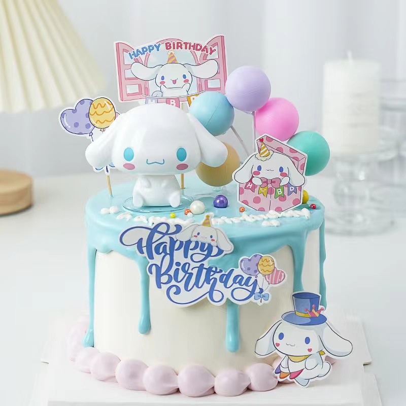 Decoración de pastel de perro de jade adorno de decoración de pastel de perro de orejas grandes blancas de dibujos animados retro Kulomi complemento de vestir para hornear tarjeta de cumpleaños