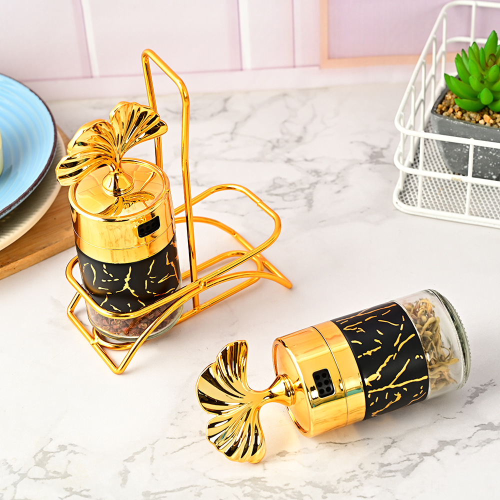 Luz de lujo jaseado cocina vidrio condimento botella cocina suministros condimento tarro MSG condimento caja de almacenamiento