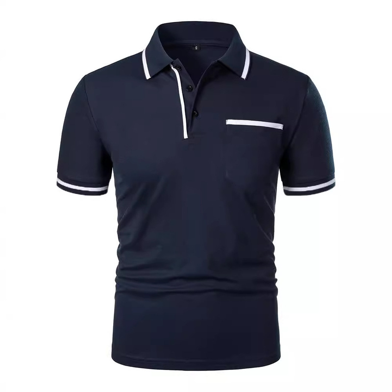 New Men's Short-Sleeve European Size Casual Polo Shirt with Button Pocket Men's Sports Polo Shirt New Men's Short-Sleeve European Size Casual Polo Shirt with Button Pocket Men's Sports Polo Shirt