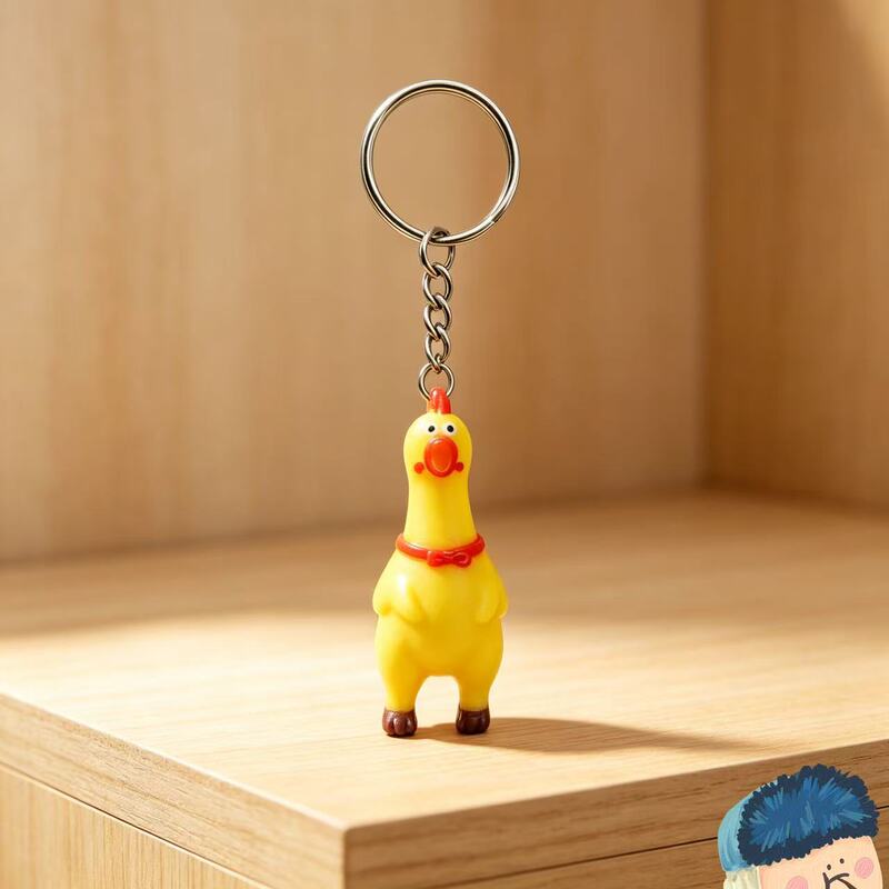New Cross-Border Creative Sound-Making Popular Mini Screaming Chicken Pendant, Personalized Accessory, Cute Cartoon Vinyl Doll