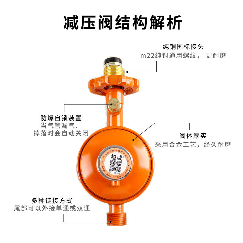 新国标1.2家用液化气减压阀防爆低压商用大流量煤气罐钢瓶自闭阀