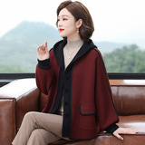 妈妈秋装洋气外套高贵2025新款中老年女春秋冬时尚双面毛呢子开衫，女装针织衫/毛衣，妃慕昵服饰