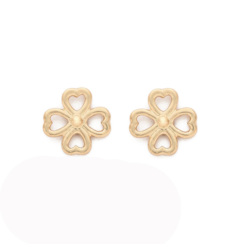 Simple Hollow Geometric Metal Heart Four-leaf Clover Earrings Wholesale Nihaojewelry display picture 2