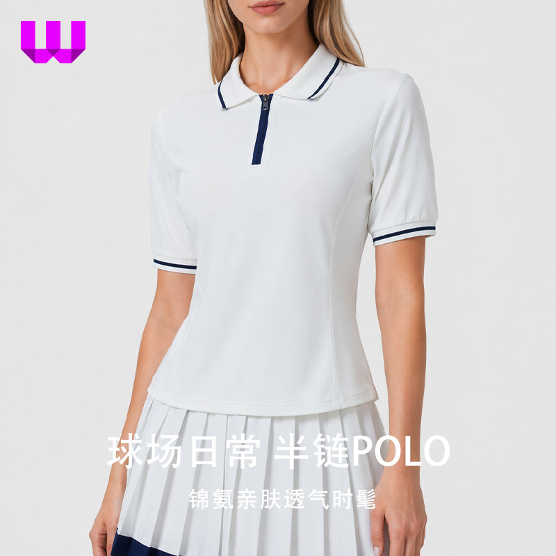 26 Tennis Golf Lapel Half-Zip Polo Shirt Sports Fitness Quick-Dry T-Shirt Thin Sports Casual Top