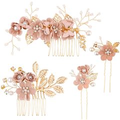 新しい韓国風ブライダルヘッドドレス、森の花、手作りパールコーム、甘くてかわいいヘアコーム、フォトスタイリングヘアアクセサリー
