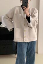 冬款仿双面呢针织外套女秋冬2025新款加厚圆领开衫女宽松大码上衣