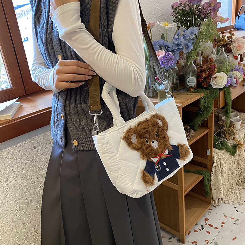 Bolsos para niños otoño e invierno nueva celebridad de Internet oso chaqueta de algodón bolso coreano lindo dibujos animados moda bolso de mensajero niñas