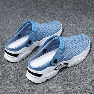 2025 Outdoor Sandals Men's Summer Baotou Half Slippers Men's Single Mesh Hole Beach Shoes Men's Outdoor Hollow Two-Wear