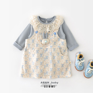 2025 Autumn New Bow Girls Dress Baby Girl Princess Fashionable Cartoon Suspender Skirt Children's Skirt