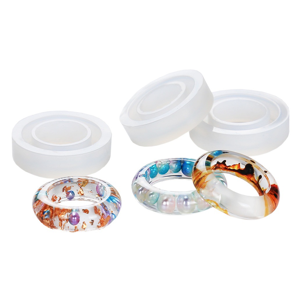 Crystal Resin Ring Silicone Mold 16-18mm Half-Cylinder Curved Surface Cross-Border Export Manufacturer in Stock