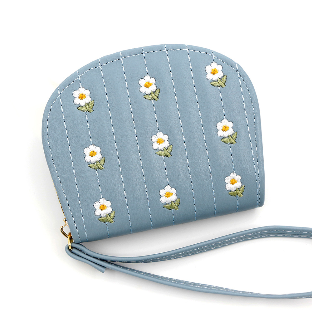 Coreano pequeño fresco bordado damas cartera corta bolsa de tarjeta de órgano bolsa de mano bolsa de mujer bolsa de cambio bolsa con cremallera bolsa al por mayor