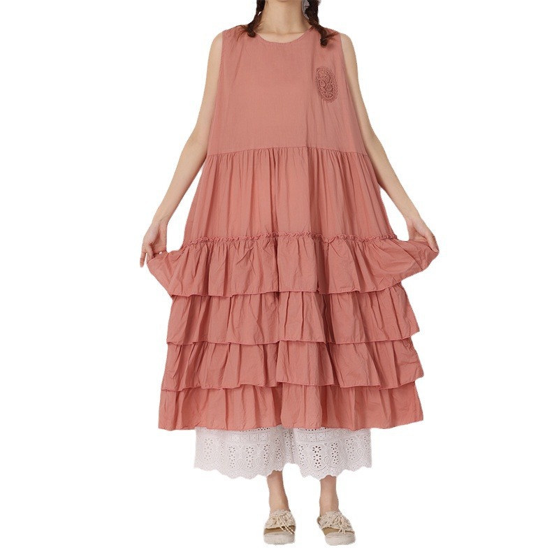 クロスボーダーの女性の甘い森の女性の減齢の純色の袖なしのケーキのスカートはゆったりしています。