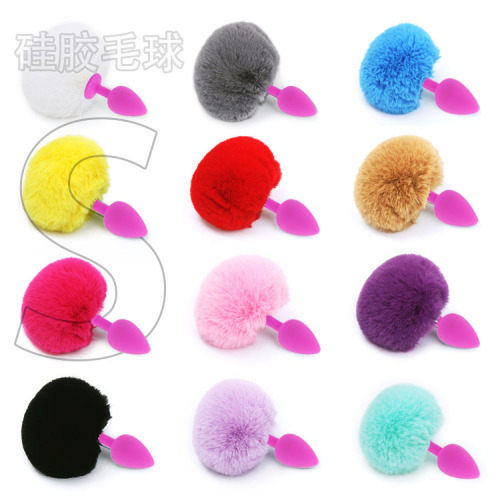Adult sex toys for couples and students sex toys SM silicone tail fox tail anal plug hair ball set silicone