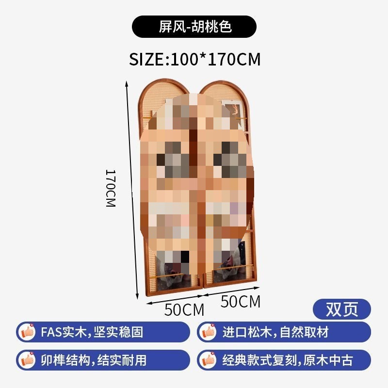 北欧风藤编屏风隔断艺术置物架电镀木可移动延长客厅空间|undefined