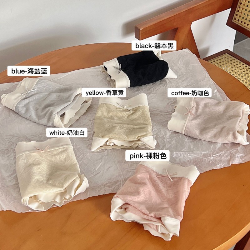 1322#Zhuanghua Silk Panties Seamless Mid-waist High Elasticity Skin Friendly Comfortable Breathable Sweet Young Ladies Briefs Boxed