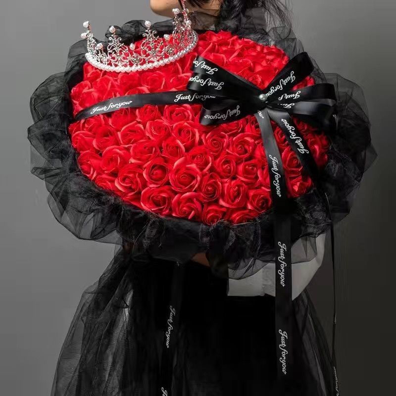 黒梅ソース、バラの花束、彼女へのバレンタインデーギフト、彼氏への誕生日プレゼント、ソーププリザーブドフラワー完成品|undefined