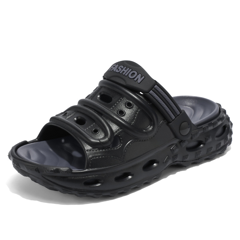 Sandalias de verano para hombres, zapatillas de playa con sentido de mierda, sandalias de alta gama de fondo grueso de doble uso para hombres que conducen al trabajo