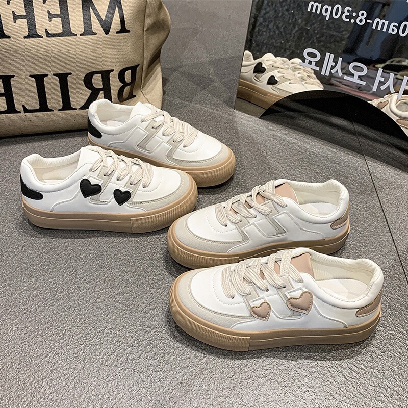 Heart-Shaped Bow Sneakers for Women 2025 Summer and Autumn New Versatile Cute Big-Toe Breathable Student Sports Shoes