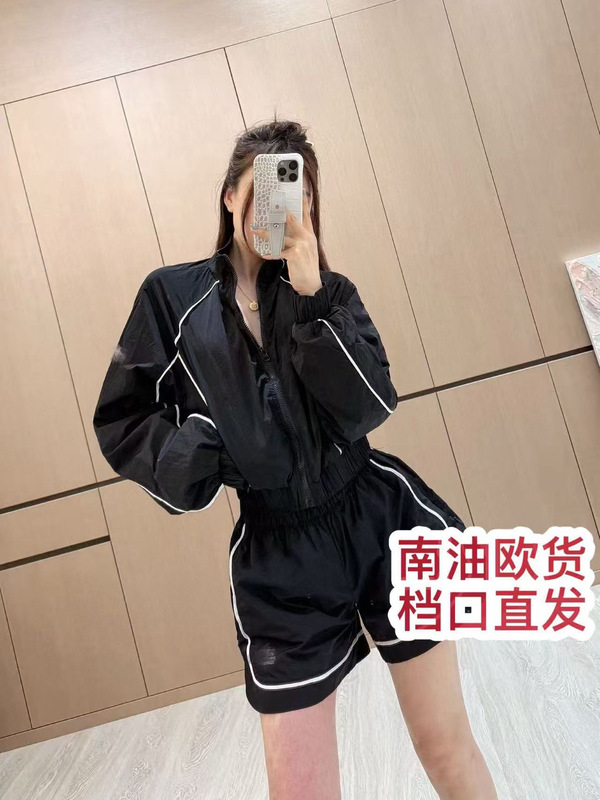 [Nanyou Rose ハイエンド婦人服] 25 新しいカジュアルプリントコントラストカラースタンドカラーサンプロテクションジャケットショーツスーツ|undefined
