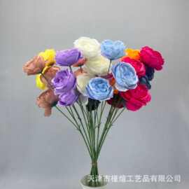 婚庆3头奥斯汀玫瑰 仿真花礼堂地摆拱门路引酒店装饰家居拍照假花