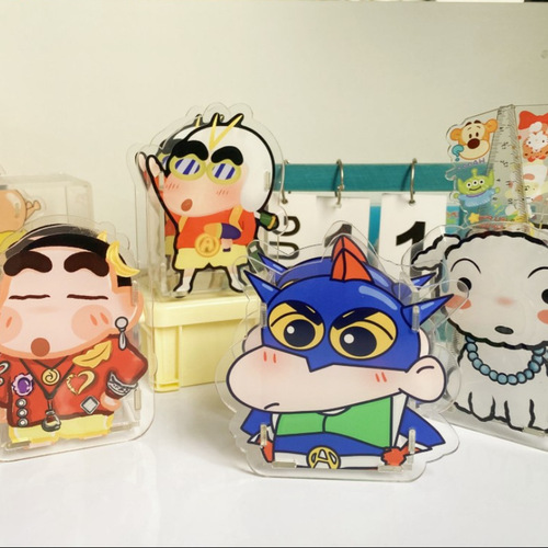 Cartoon Crayon Shin-Chan Pen Holder Acrylic Cute Pen Holder Student Desktop Stationery Storage Box Makeup Brush Storage Bucket