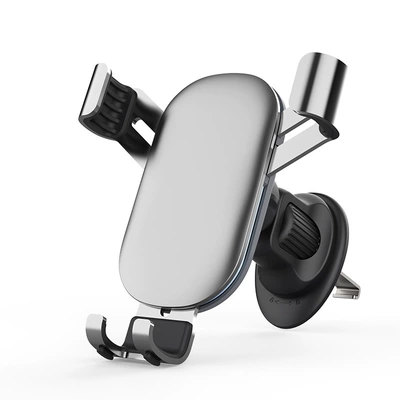 Carefully Selected Cross-Border Popular Car Phone Holder, Aluminum Alloy Universal Car Air Vent Gravity Navigation Car Mount (Car phone holder) - 24-brand-new-metal-upgrade-metal-hook-a031-light-gray