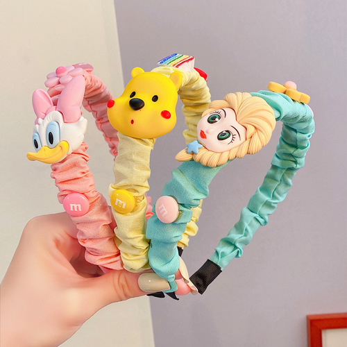 Super cute cartoon fabric pleated hairband hairpin baby cute paradise series hairband children going out hair pressure headband