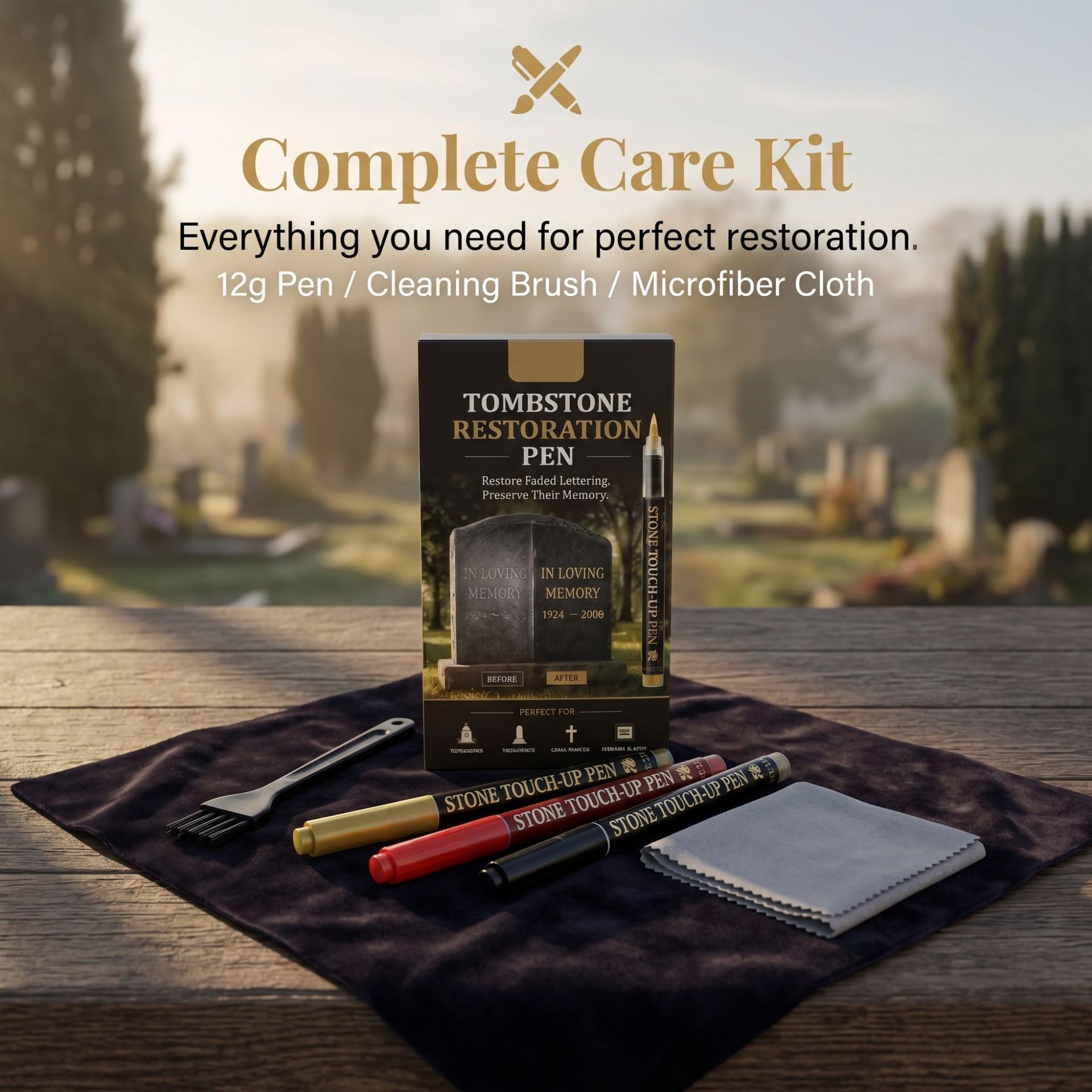 Cross-Border Best-Selling Direct Liquid Stone Tombstone Paint Touch-Up Pen All-In-One Set Marker Pen That Does Not Fade, Waterproof, and Is Suitable for Tracing Tombstones
