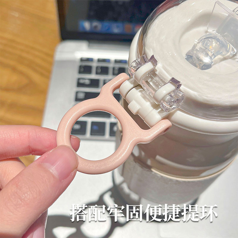 简约纯色保温杯大容量双饮水杯带杯套便携吸管杯子学生运动饮水杯|undefined