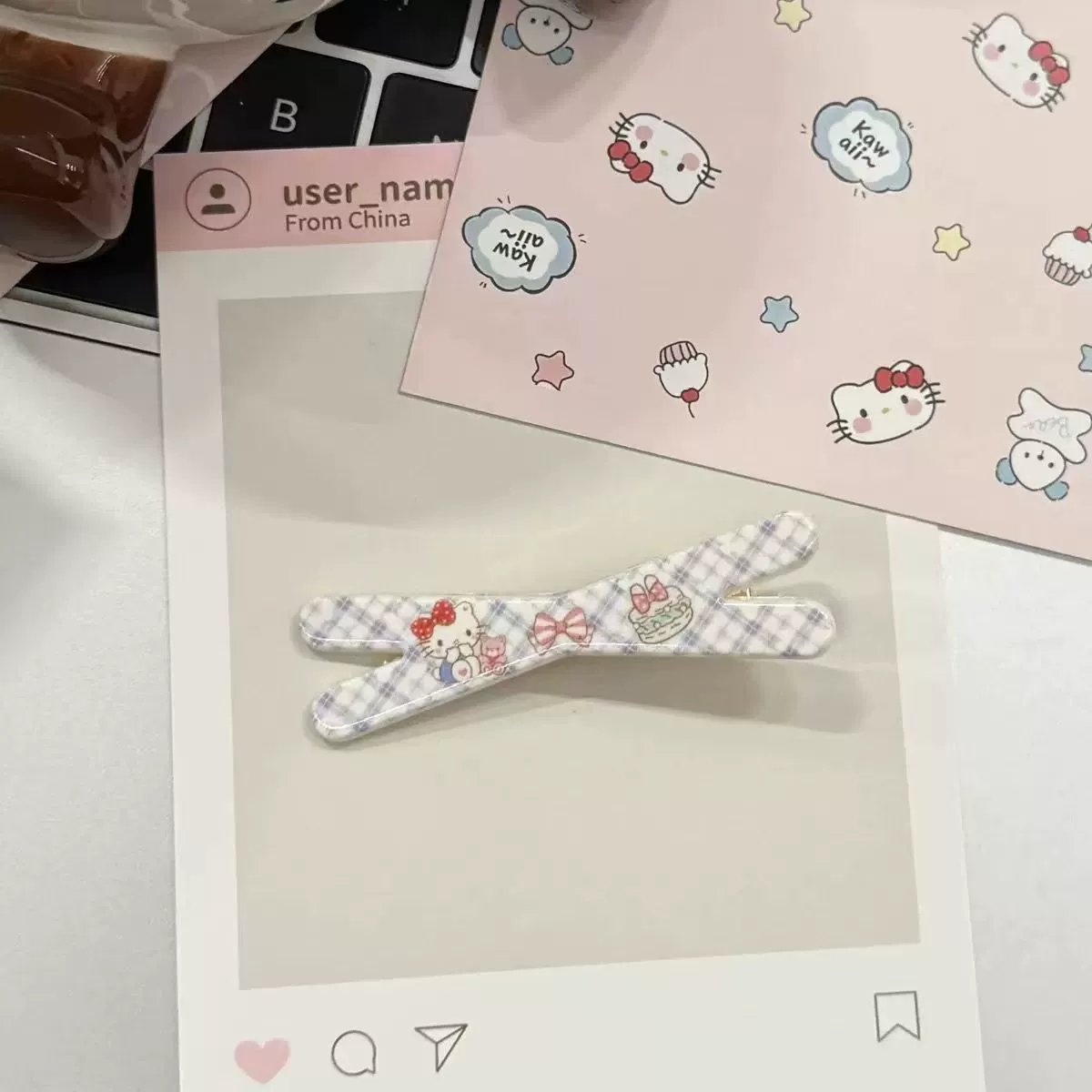 Милые мультяшные заколки для волос, 5 цветов, в стиле Hello Kitty, лёгкие 0,01 кг