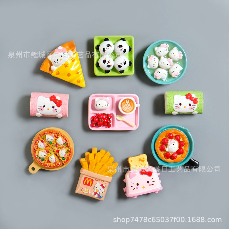 新款创意仿真食玩树脂冰箱贴3D卡通小猫系列磁性贴厂家批发|undefined