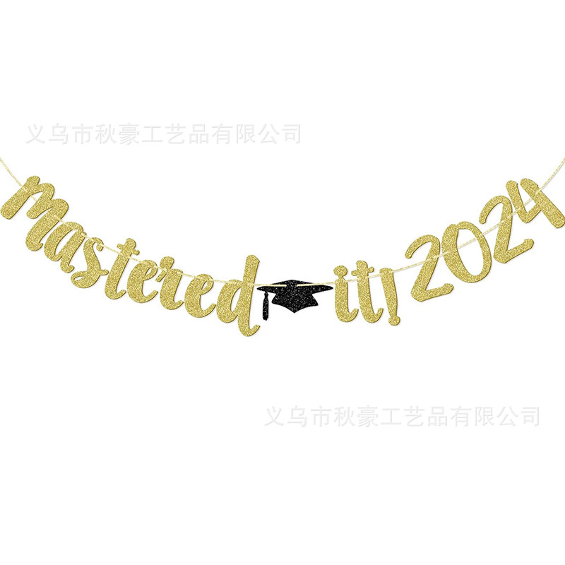 2024 nueva decoración transfronteriza ceremonia de graduación fiesta sombrero doctor bandera de graduación personalizada felicitación graduados